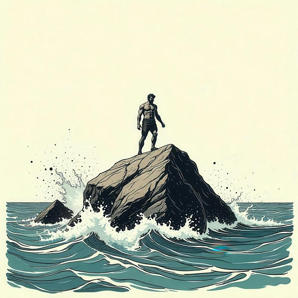 Man Standing On A Rock 1