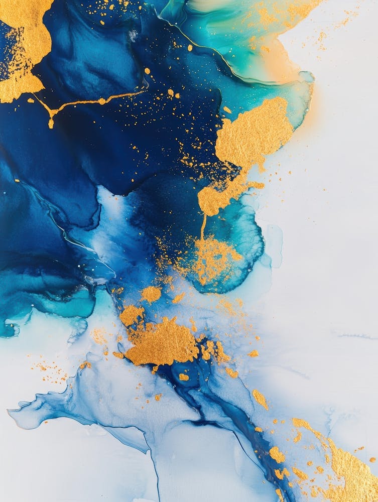 Blue And Gold Abstract Painting 1