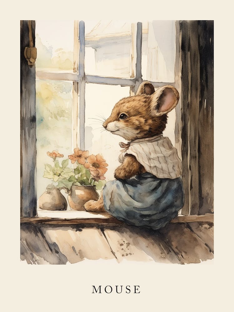 Beatrix Potter Inspired  Animal Watercolour Mouse 3