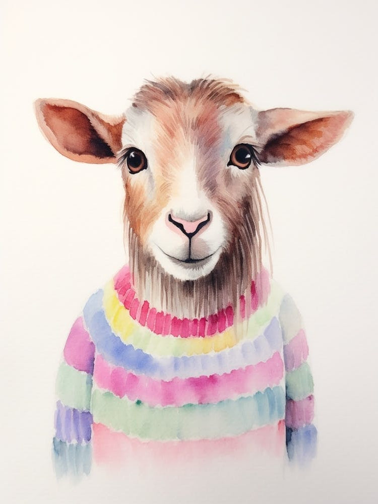 Baby Animal Watercolour Goat 4
