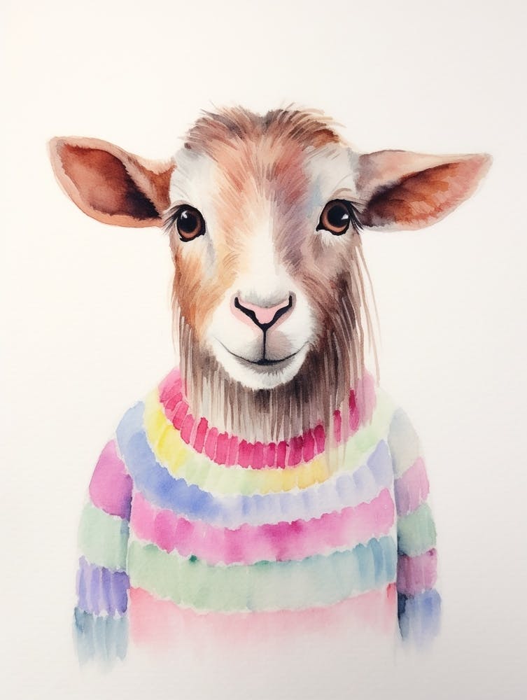 Baby Animal Watercolour Goat 4