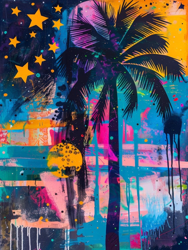 Palm Tree At Night