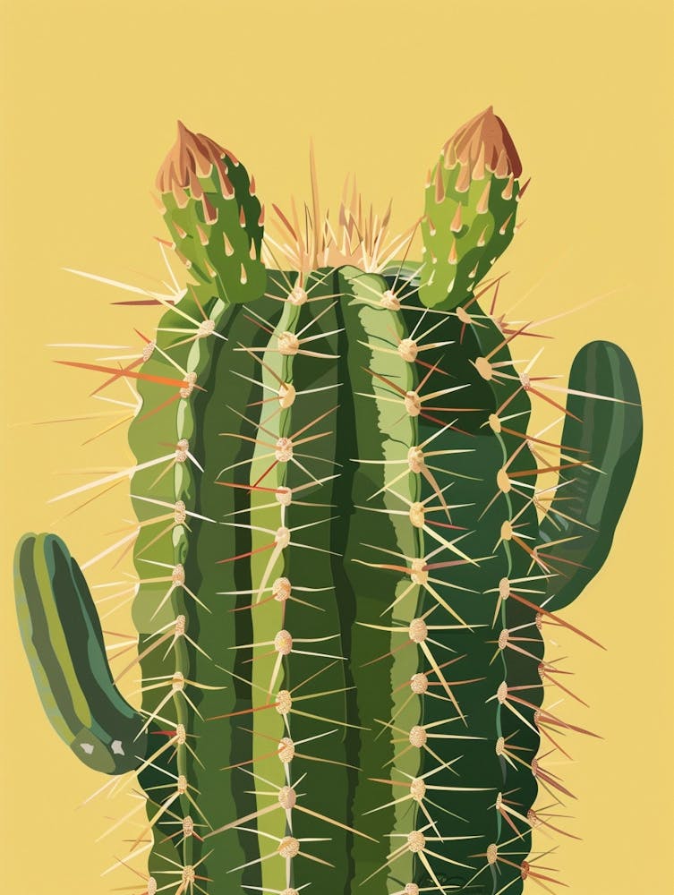 Mammillaria Cactus Minimalist Abstract Illustration 2