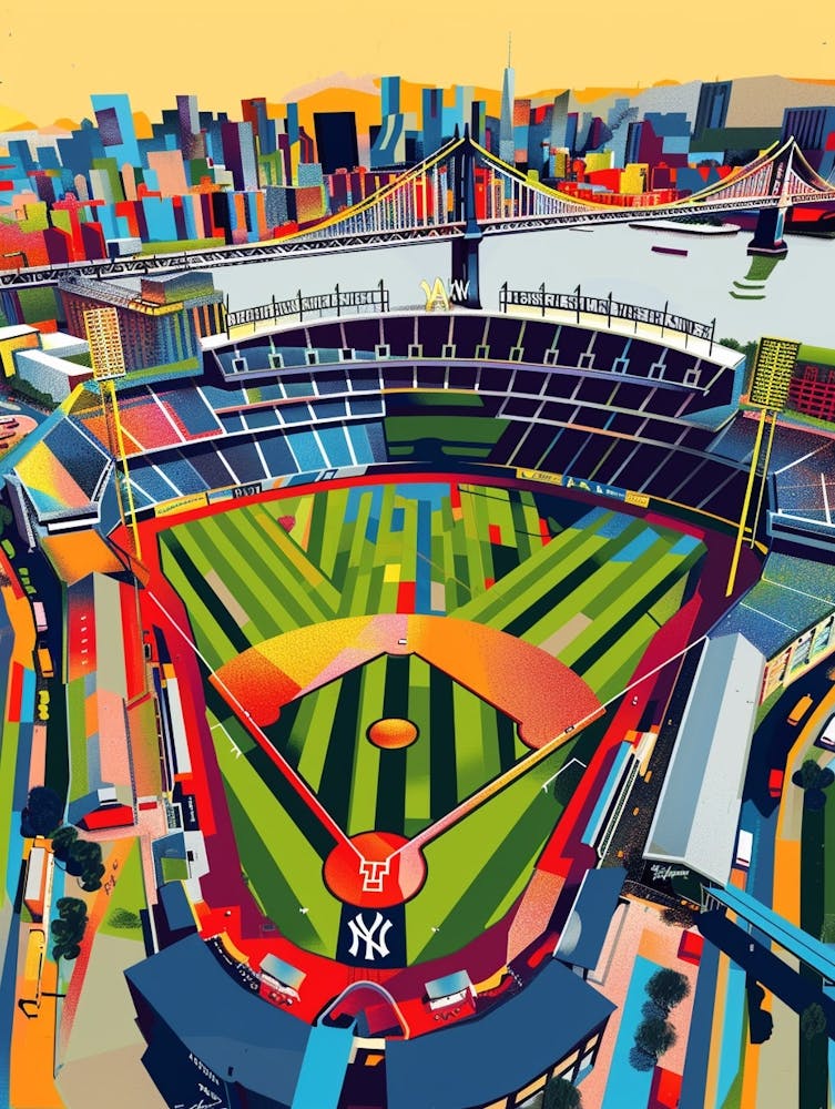Yankee Stadium New York Colourful Silkscreen Illustration 2
