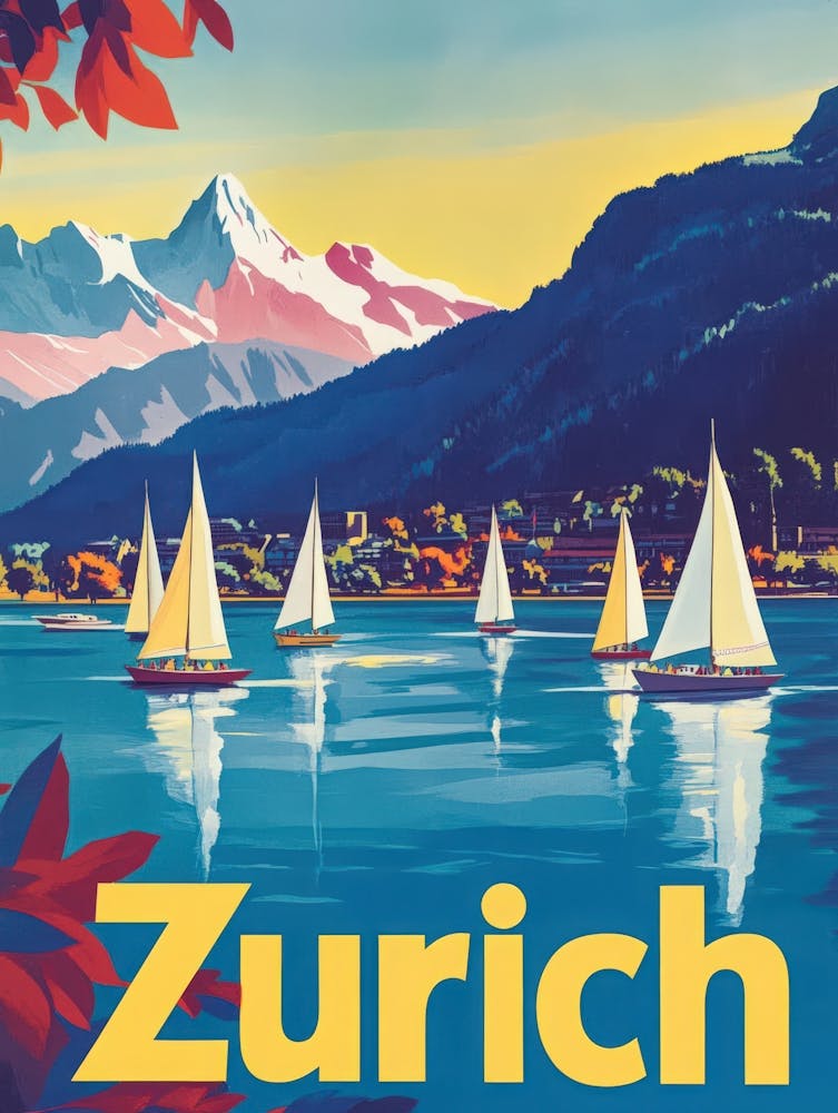Aihrgdesign Une Affiche de Voyage Inspirée des Années 1970 Pour Zurich 2