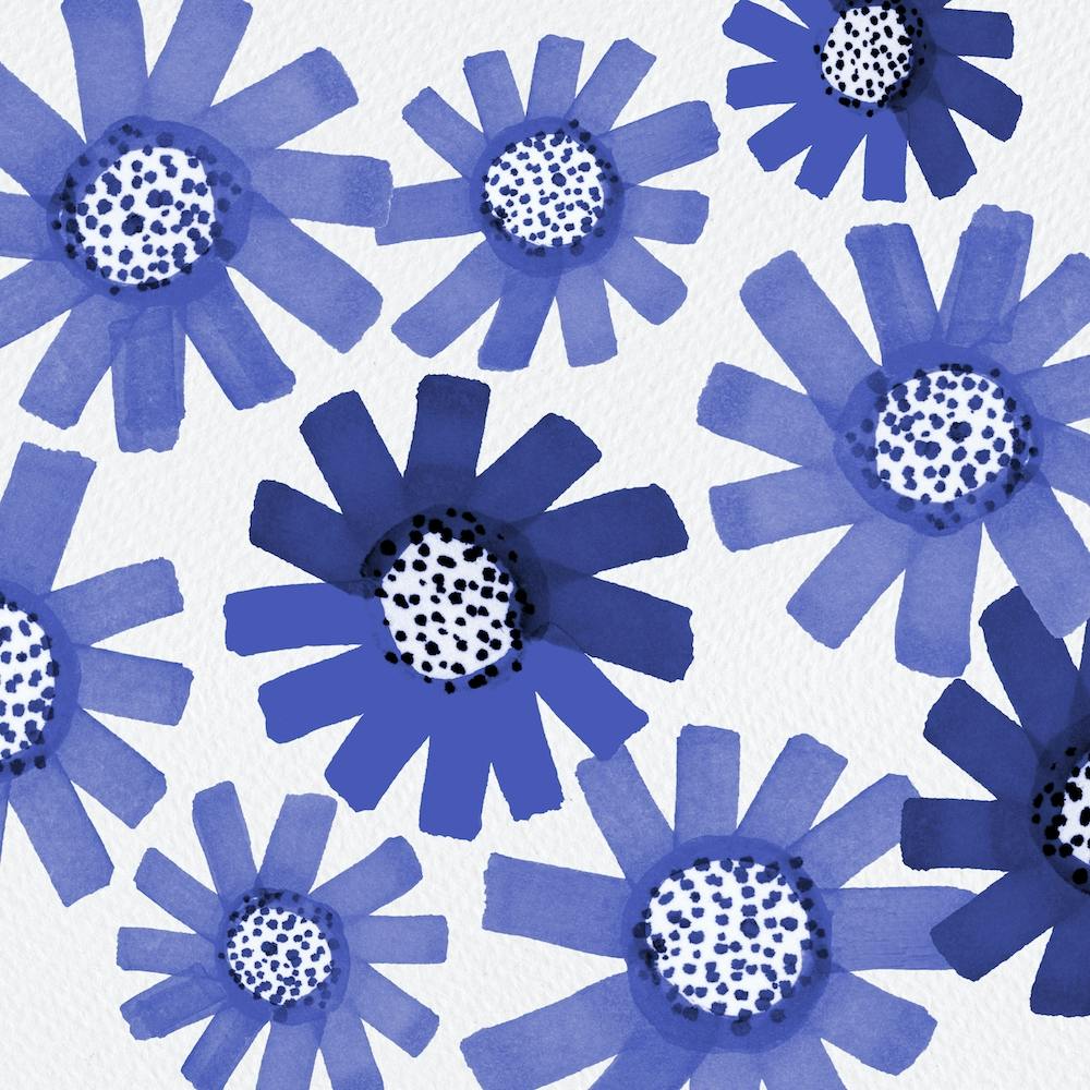 Fancy Floral Bouquet 2 Navy Blue 3