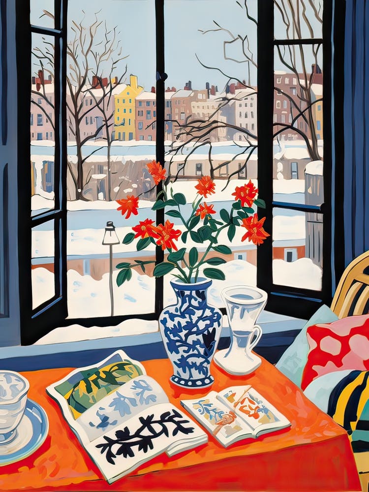 Le rebord de fenêtre de Chicago USA Neige inspiré par Matisse 1