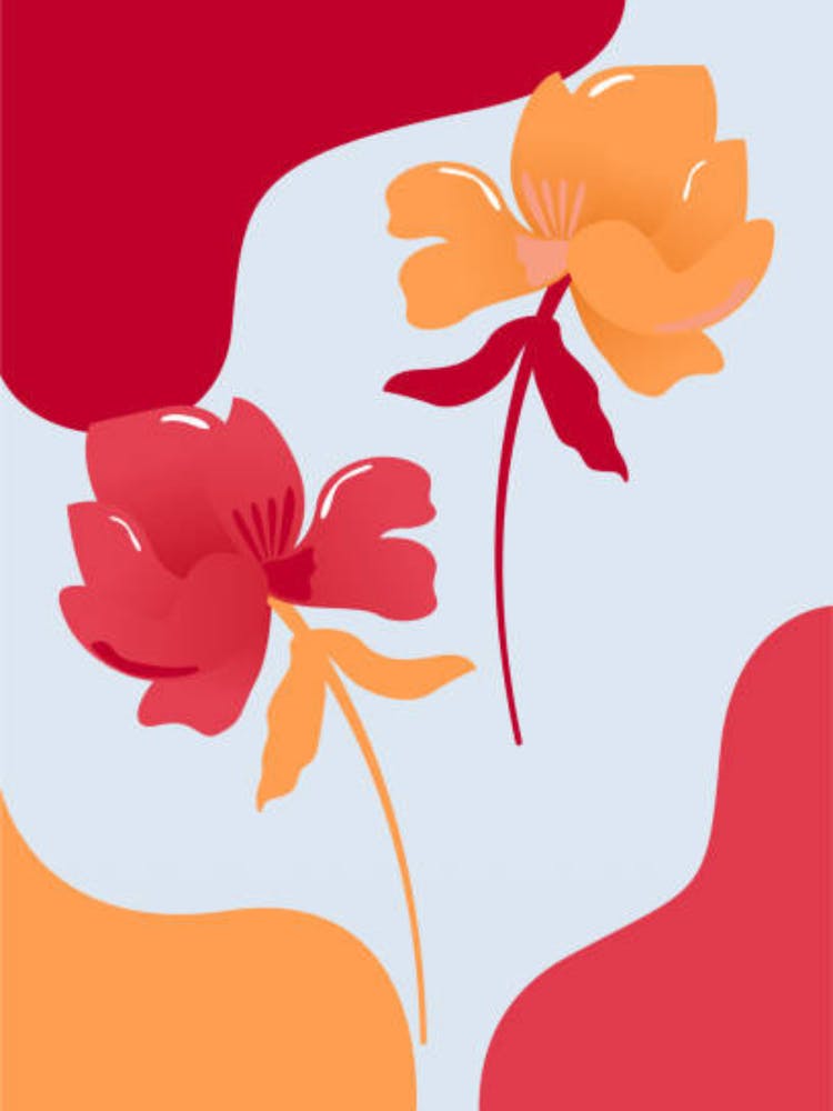 Flowers On A Blue Background