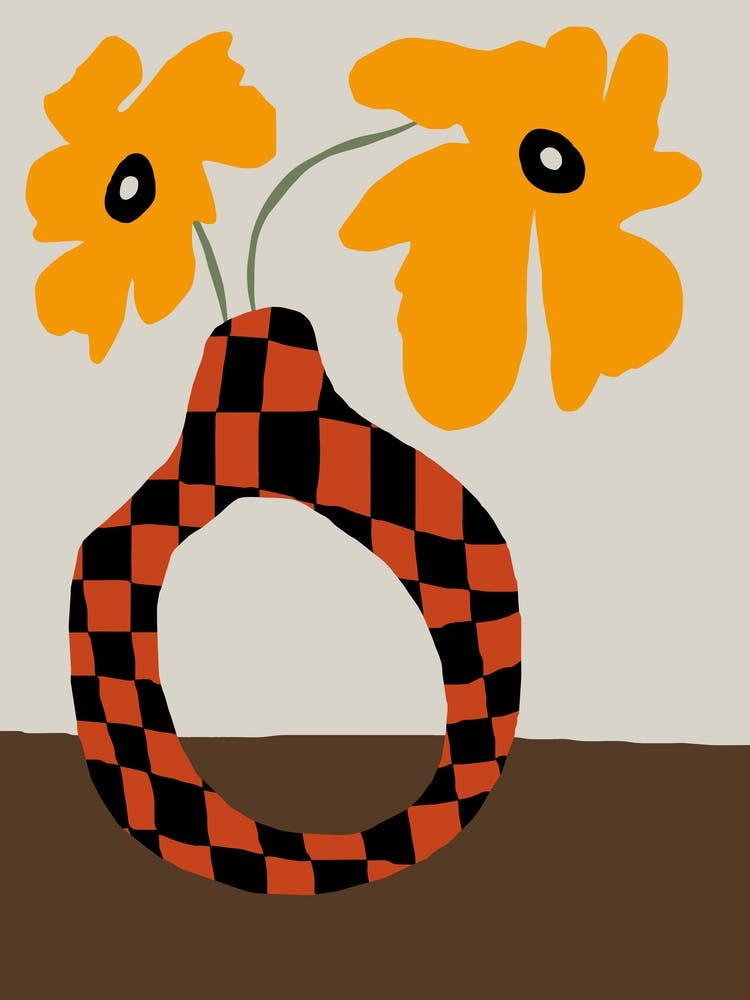 Modern pottery and flower