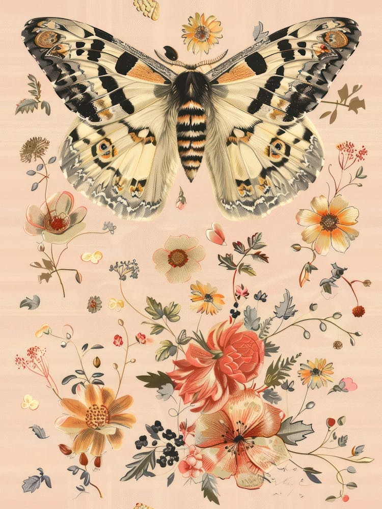 Pink Butterflies William Morris Style 1