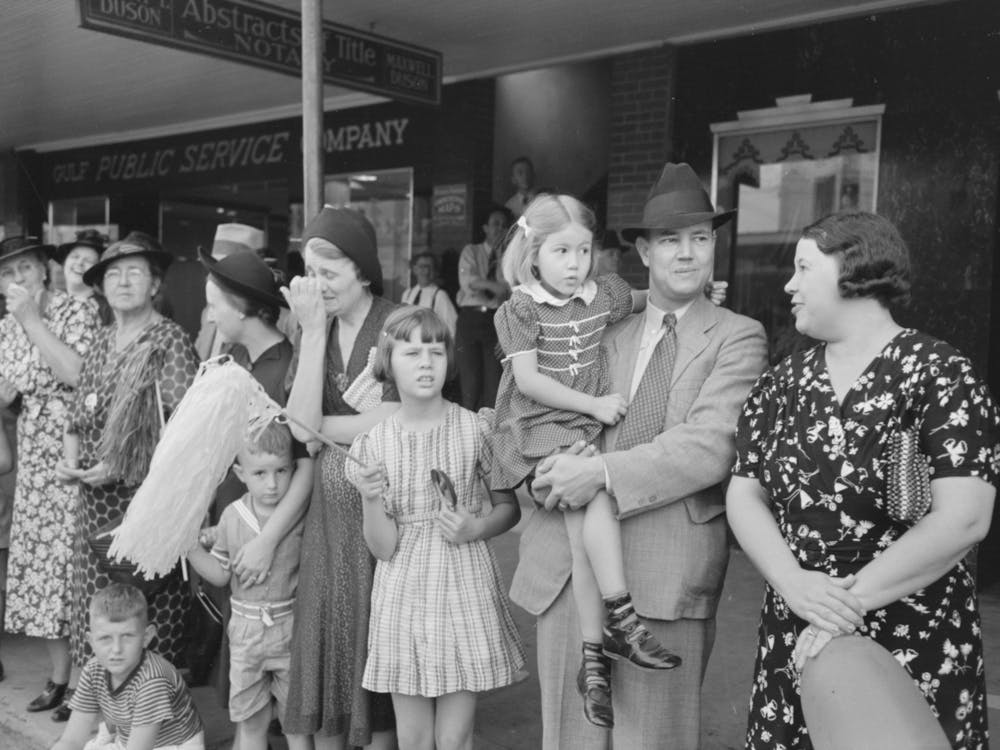 Untitled Photo, Possibly Related To People Waiting On Sidewalk For Parade, National Rice Festival, Crowley,