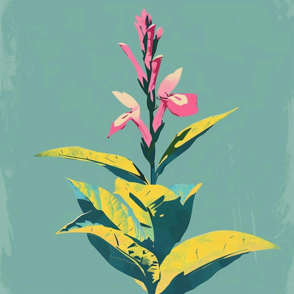 Lobelia 2 Square Flower Illustration