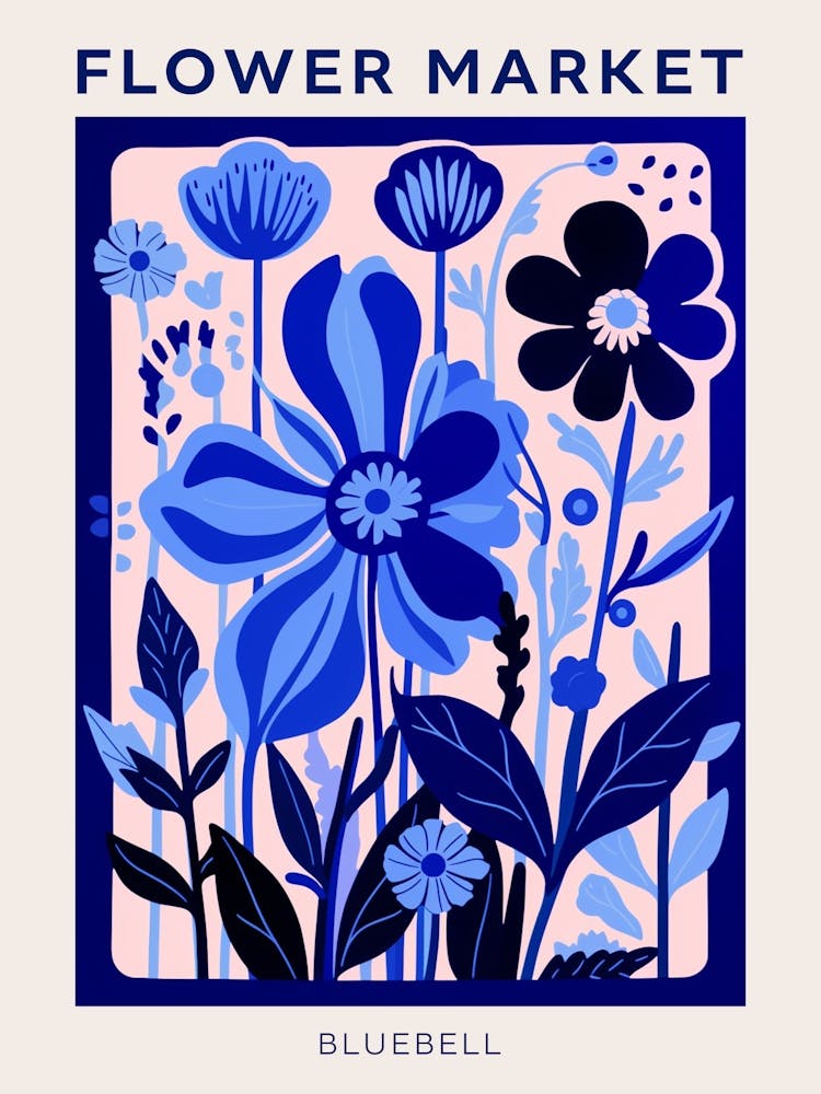 Blue Flower Market Poster Bluebell 4