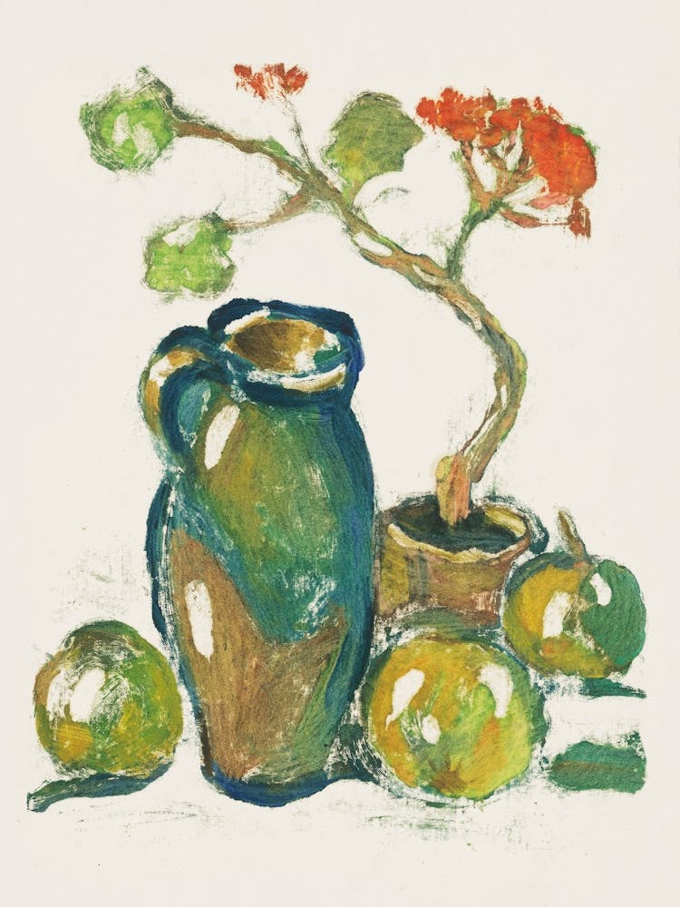 Green Vase With Fruit
