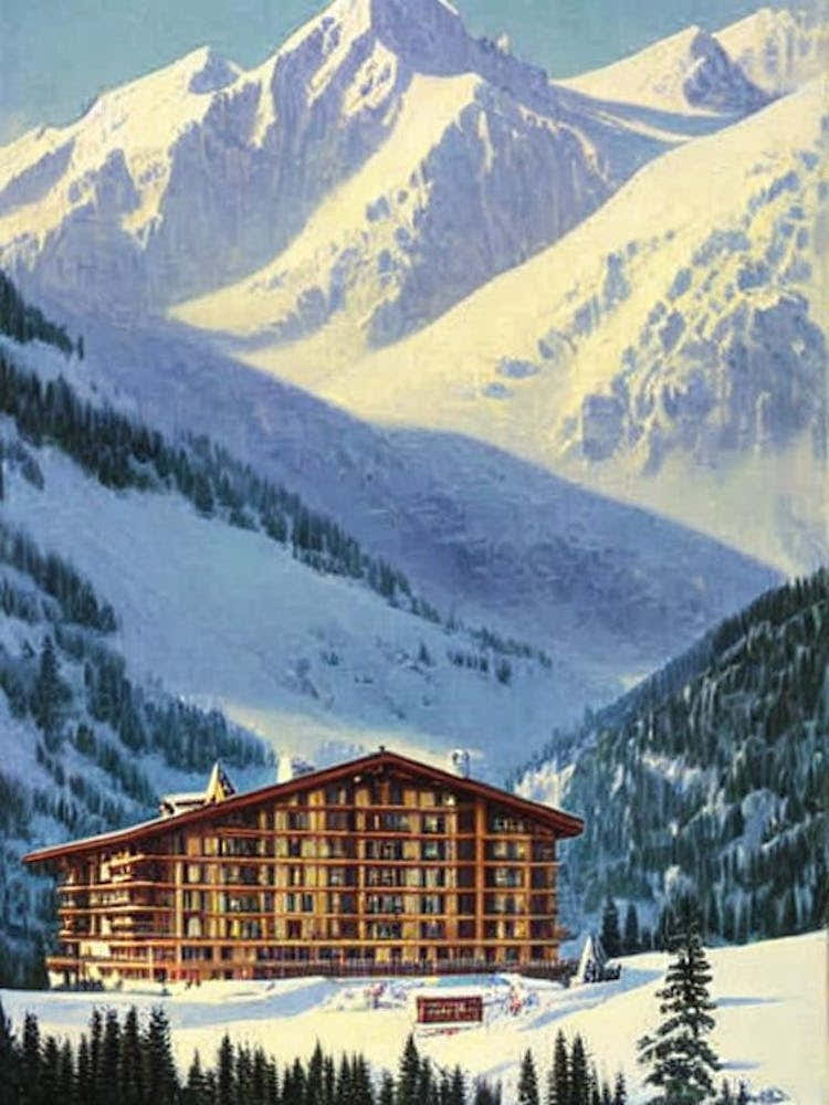 Courmayeur, Italy Ski Resort Vintage Landscape 1 Skiing Poster