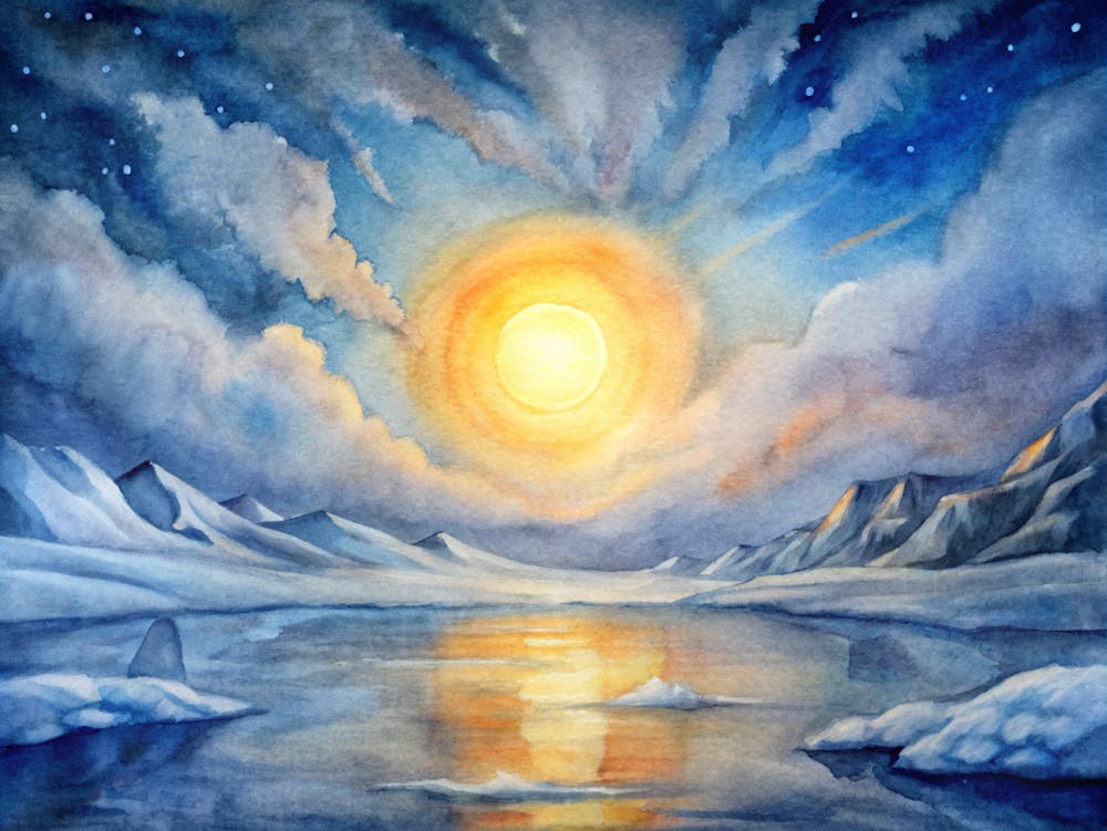 A Glowing Representation Of The Midnight Sun Over (1)