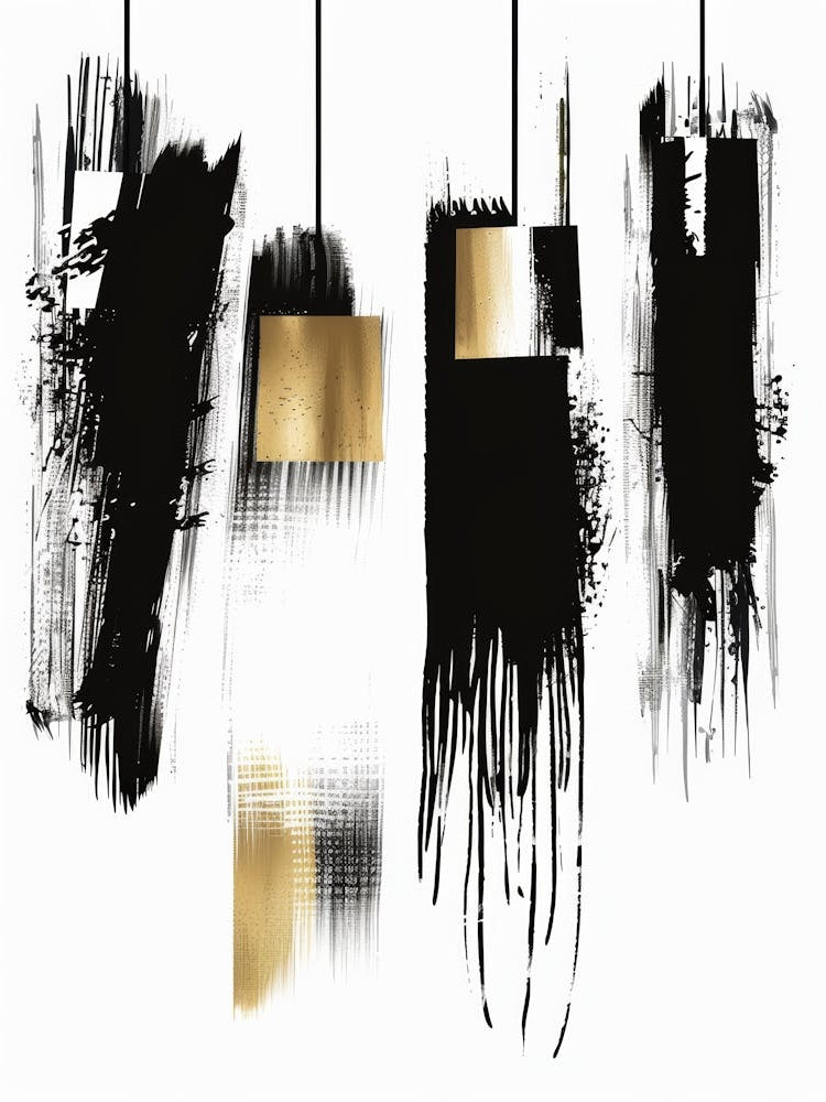 Abstract Black And Gold Print