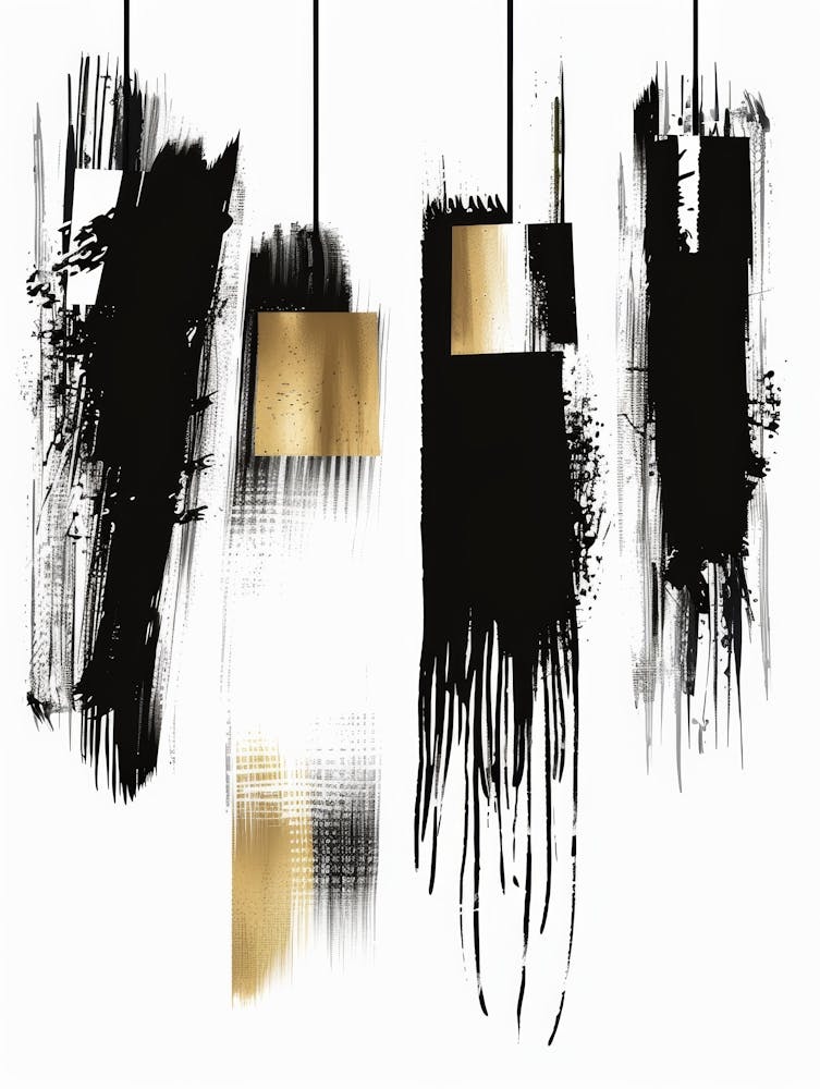 Abstract Black And Gold Print