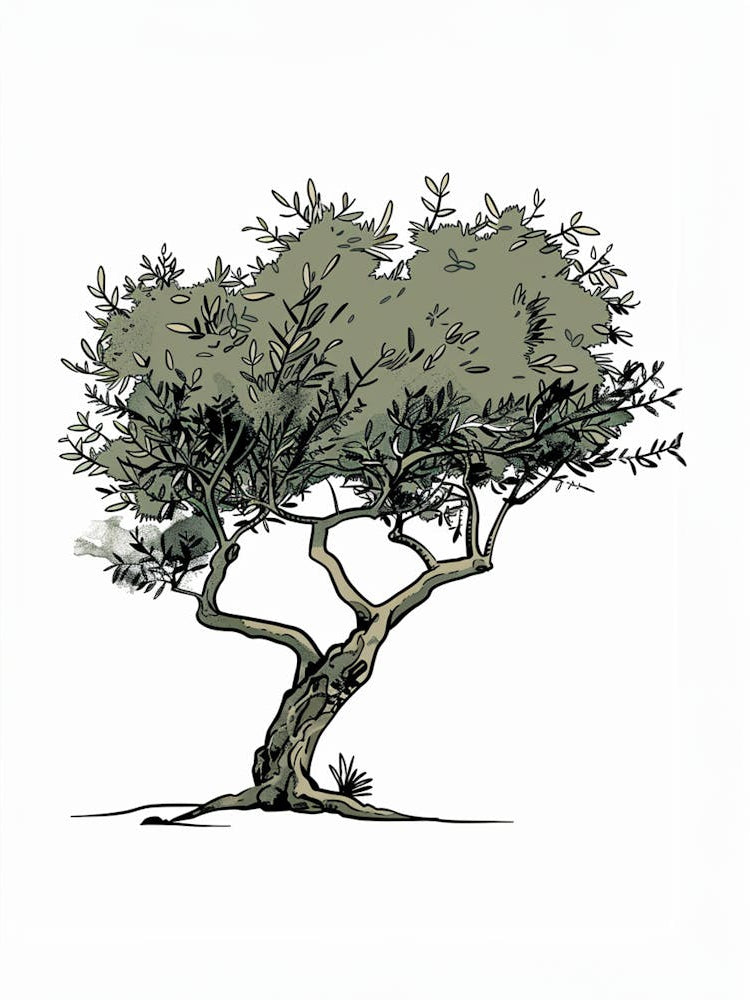 Olive Tree Pixel Illustration 3