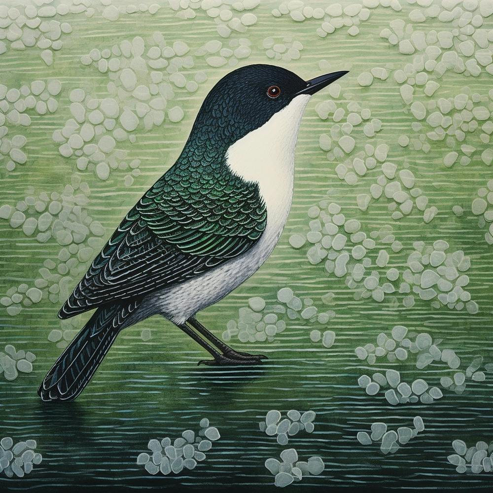 Ohara Koson Inspired Bird Painting Dipper 3 Square