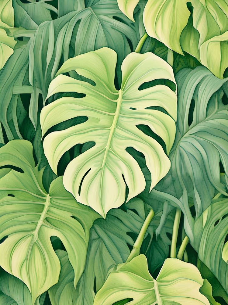 Monstera Leaves Seamless Pattern
