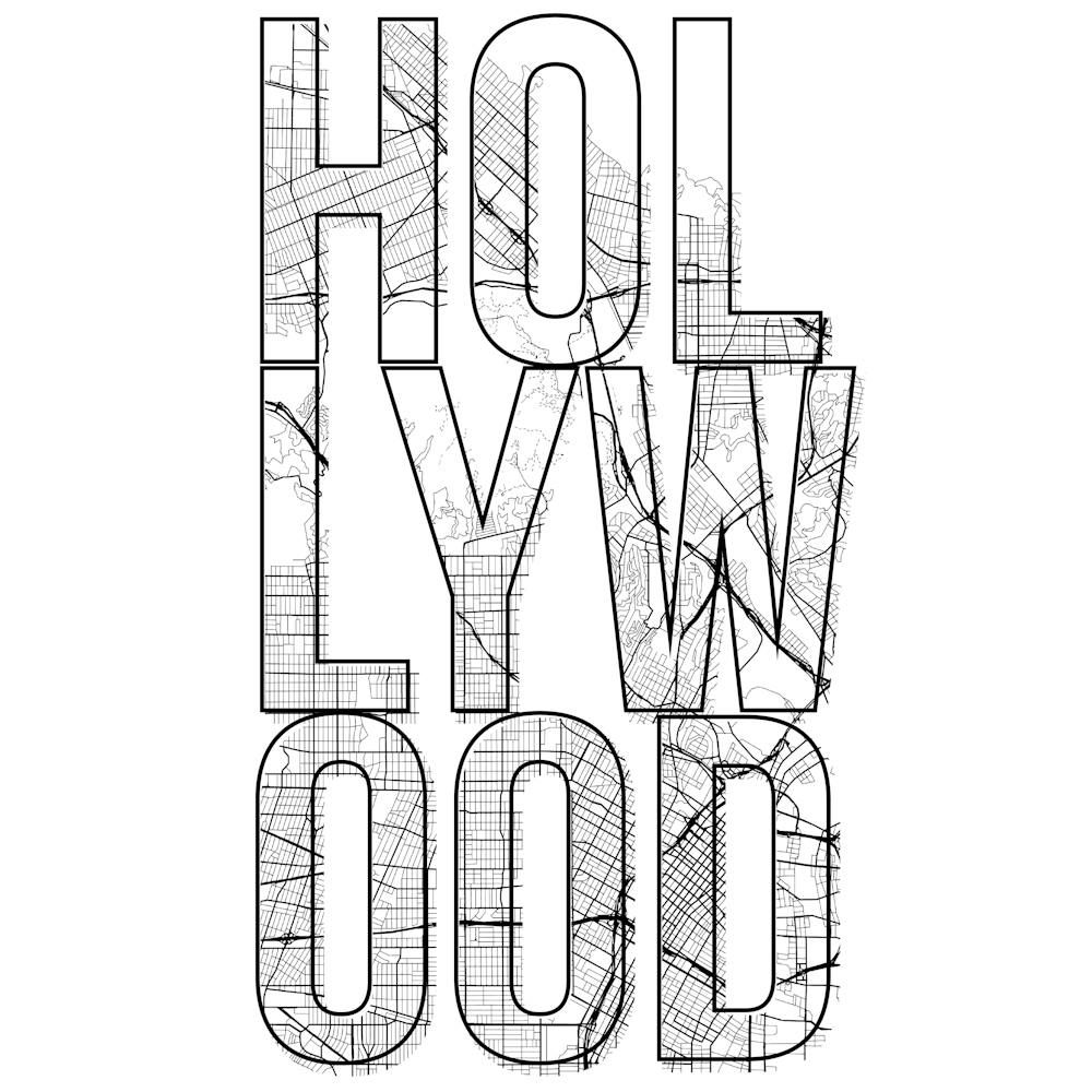 Hollywood Street Map Typography Square