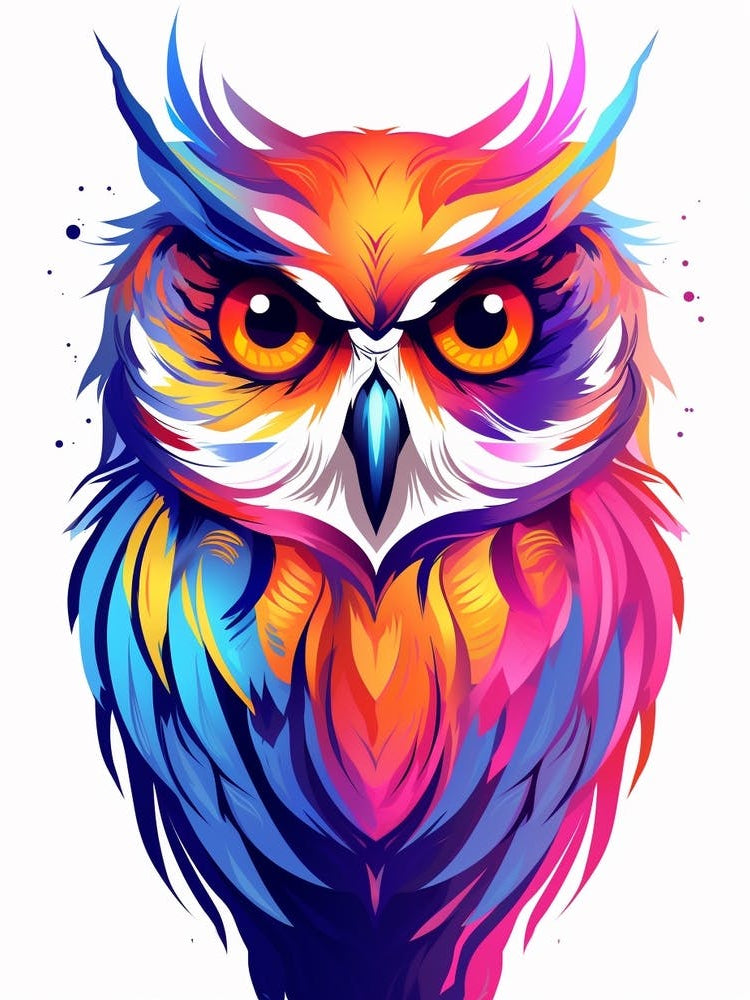Colourful Geometric Bird Owl