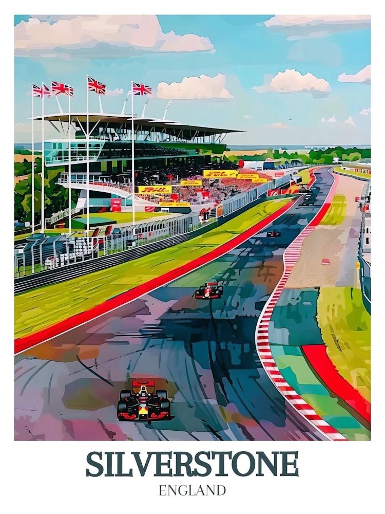 Silverstone Poster Silverstone Druck Silverstone Flügel Kunst Silverstone Leinwand Silverstone Gerahmter Druck Silverstone F1 Poster1