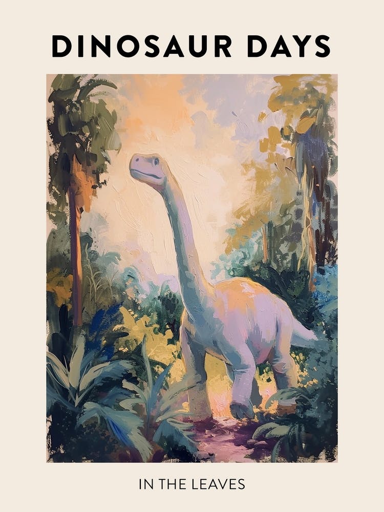 Dinosaur In The Leaves Poster 1