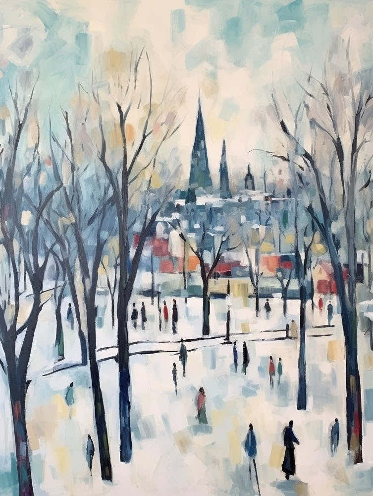 Winter City Park Painting Gorky Park Moscow Russia 4