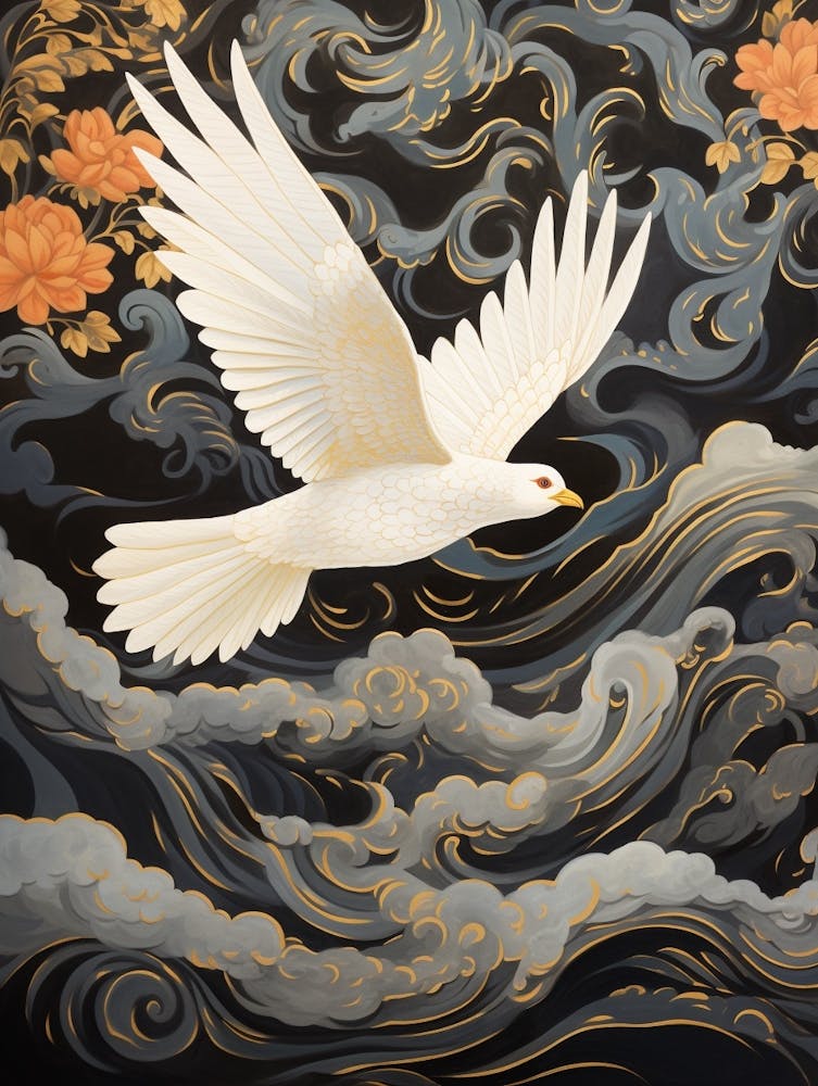 Dove 2 Gold Detail Painting