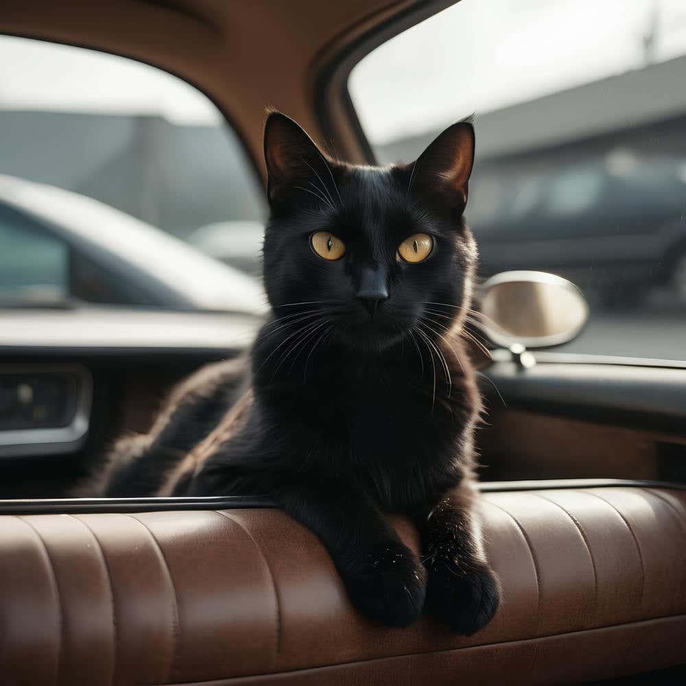 Black Cat In Car