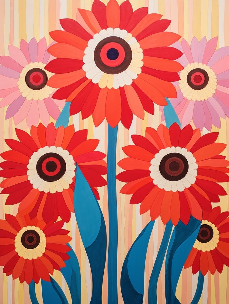 Flower Motif Painting Gerbera Daisy 2