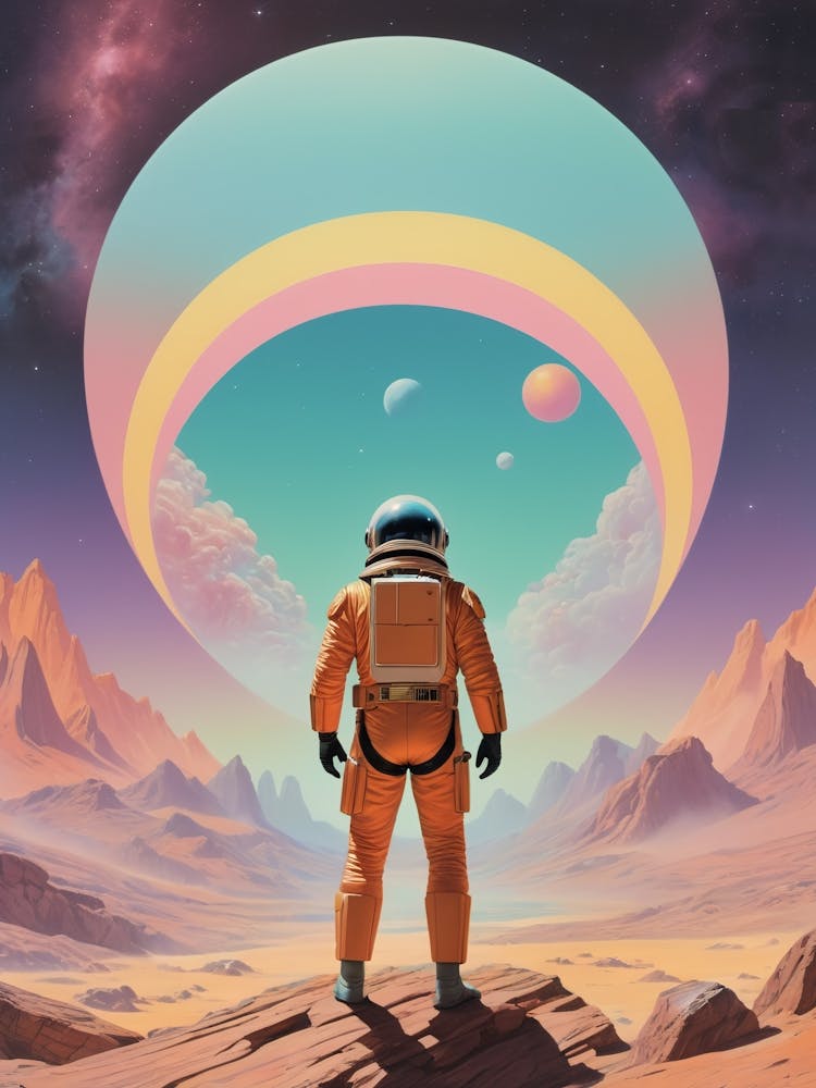 Spaceman In Space vintage retro sci-fi art