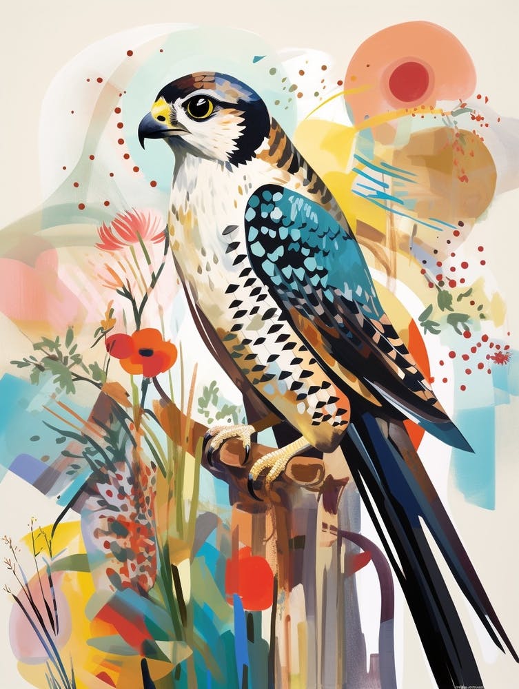 Bird Painting Collage Falcon 4