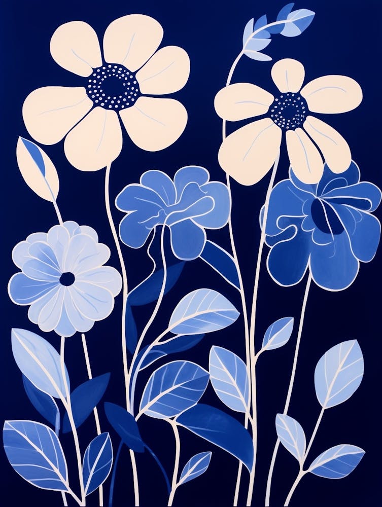 Blue Flower Illustration Oxeye Daisy 3