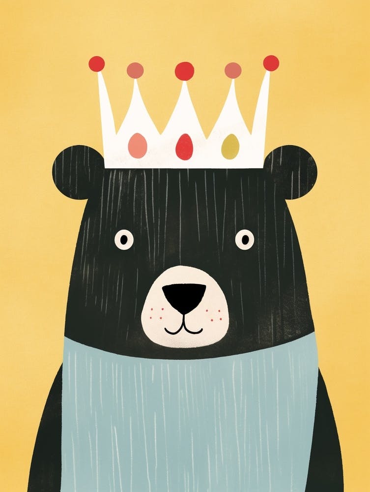 Little Black Bear 4 Wearing A Crown