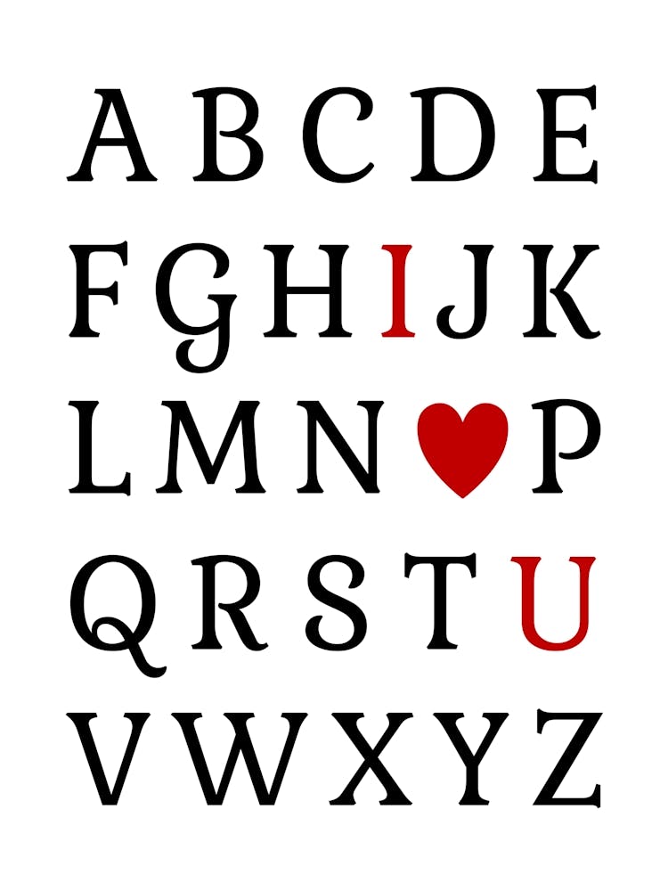 I Love You Alphabet Typografie Romantisch