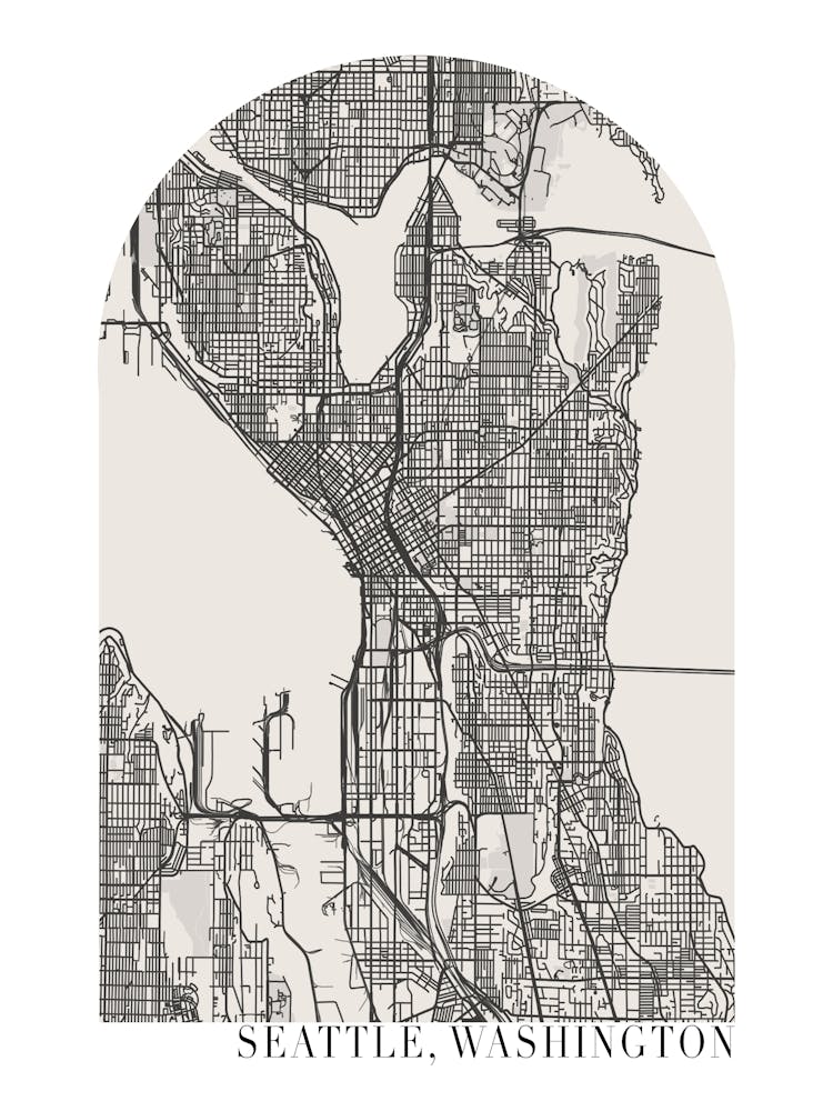 Seattle Washington Boho Minimal Arch Street Map