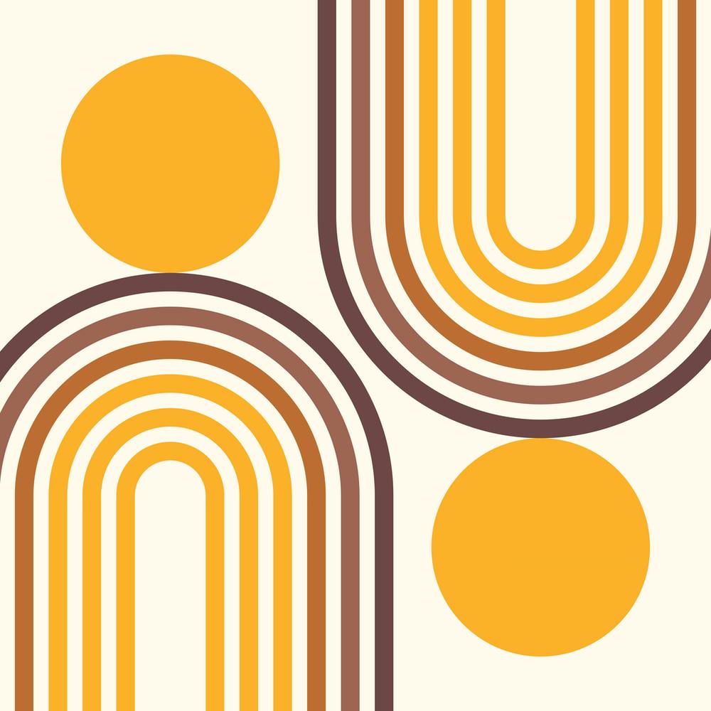 Mid Century Modern Geometric in retro gold brown terracotta (Rainbow and Sun Abstract Design) 9