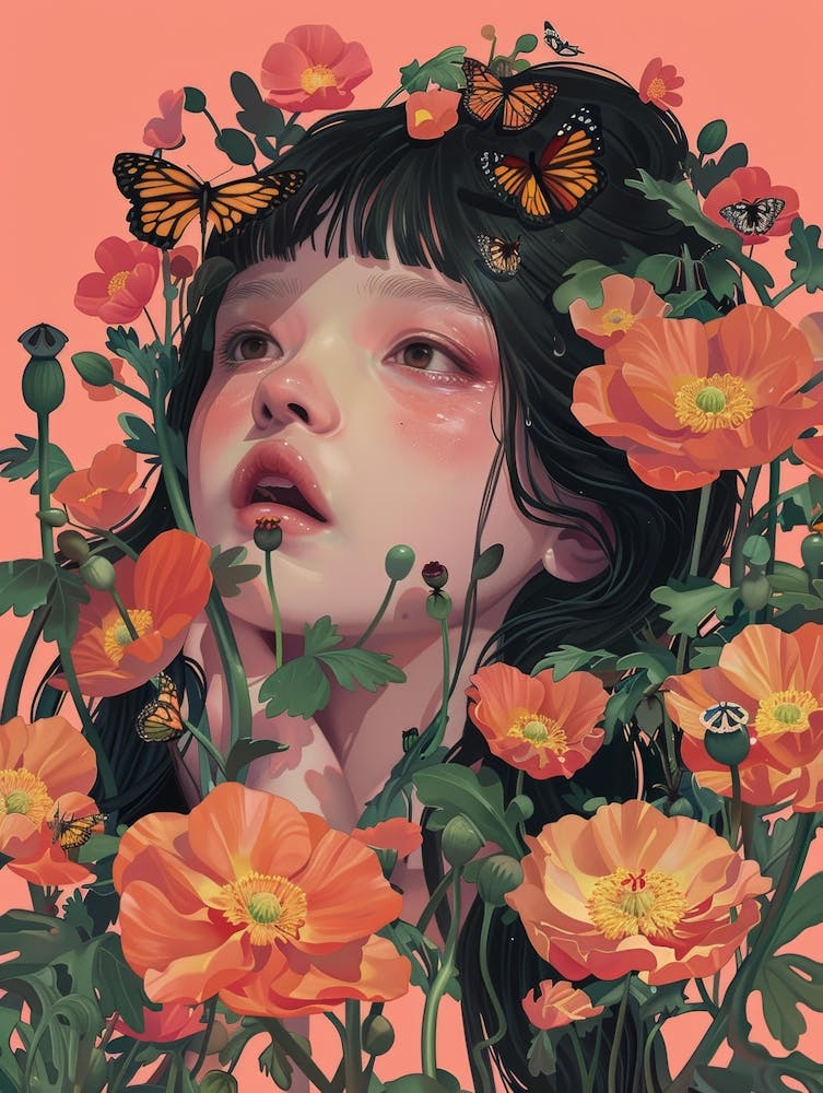 Poppies And Butterflies 5