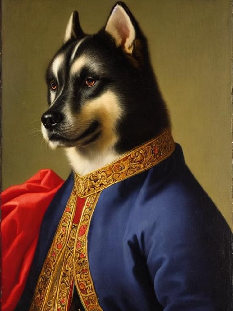 Akita Renaissance Portrait Oil Painting