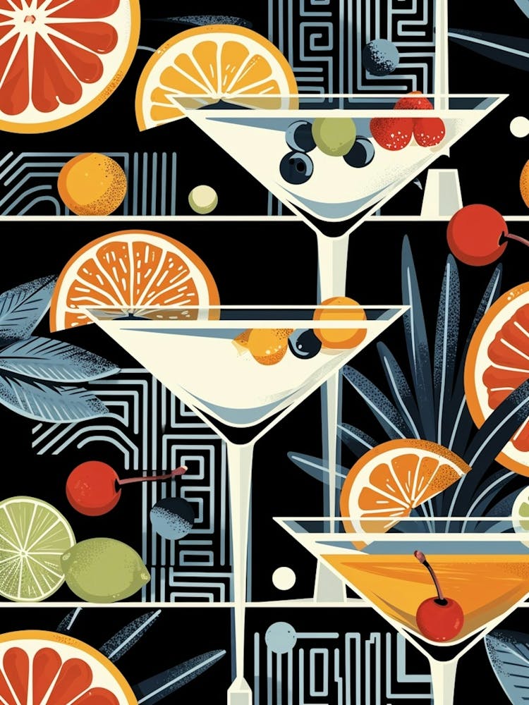 Art Deco Cocktail In Martini Glass 3