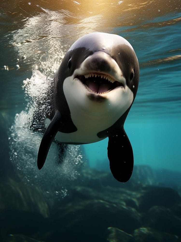 Photographie réaliste d'un bébé orque souriant 2