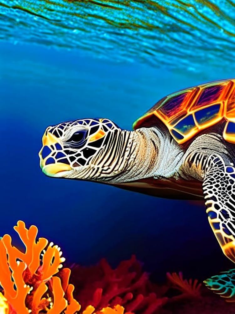 Hawksbill Sea Turtle (Eretmochelys Imbricata), Sea Turtle Abstract 1