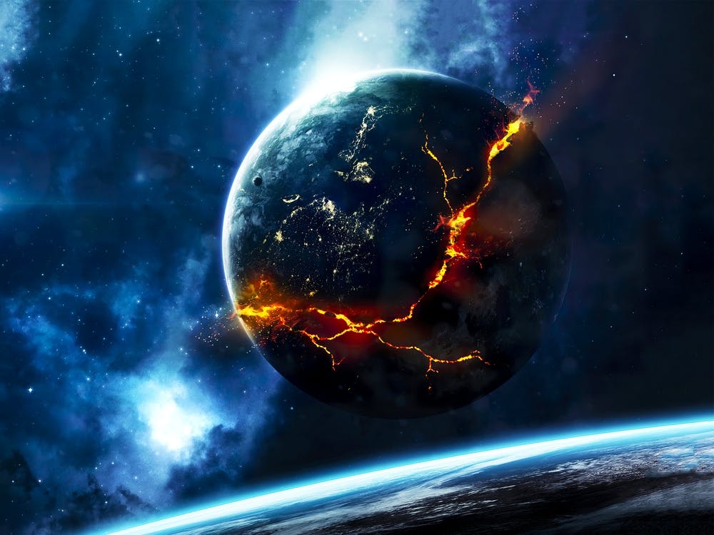 Planet explosion. Apocalypse in space #2 — space poster, space photo art, collage