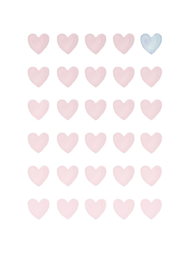 Hearts Blush Pink and Blue