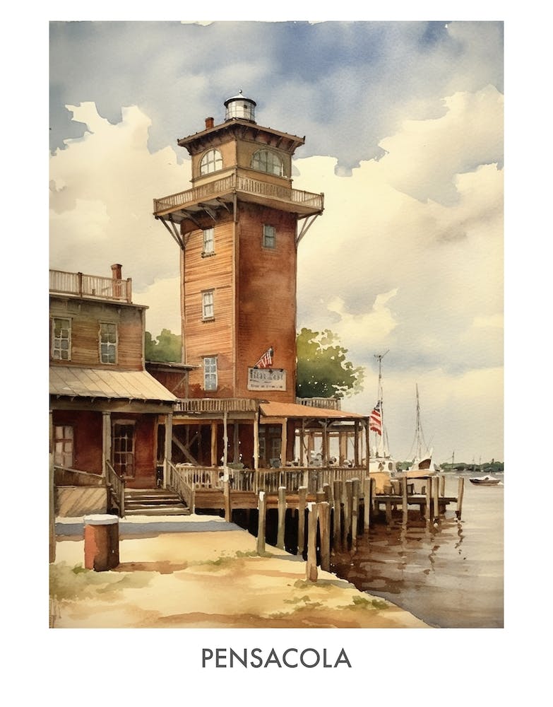 Pensacola Watercolor 2travel Poster