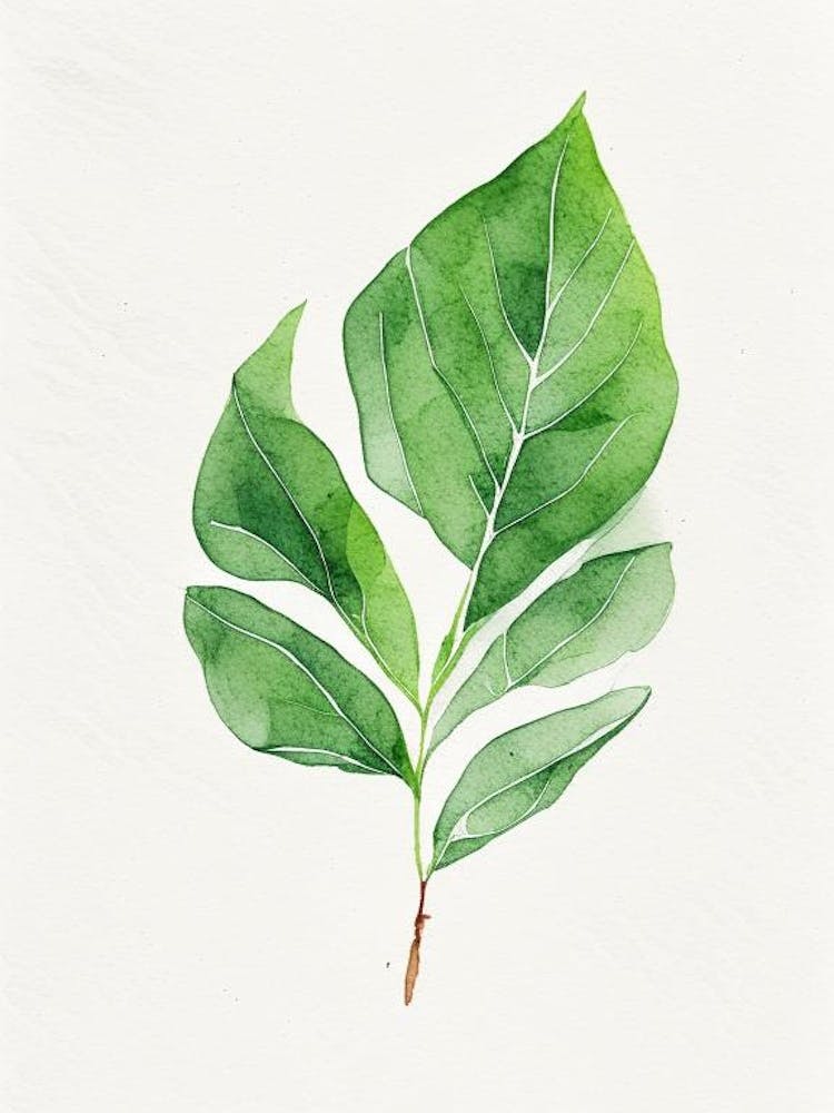 Spinach Leaf Minimalist Watercolour