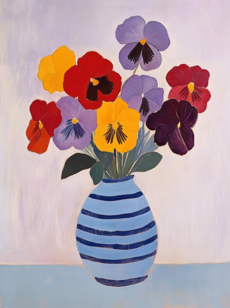 Pansies In A Blue Vase 3